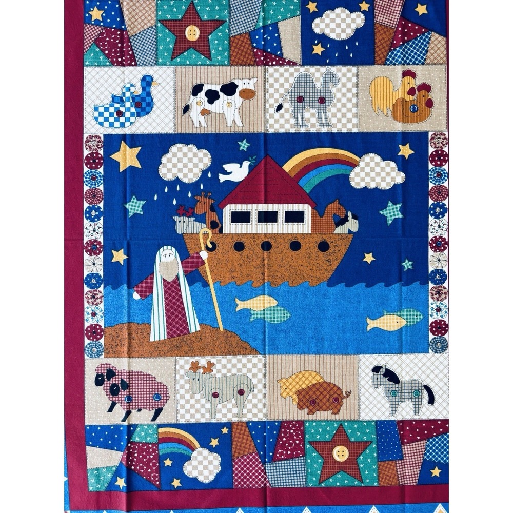 1995 Vintage Noah's Ark Fabric Panel Fabric Traditions Quilting Baby Nursery 90s
